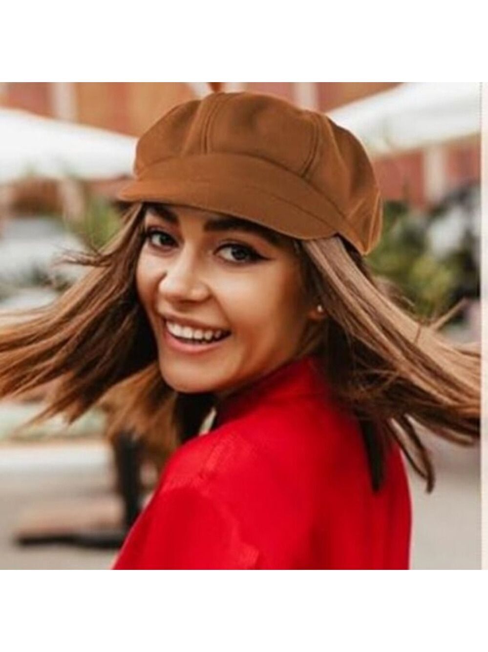 Newsboy Hats Classic Retro Red Cap with Adjustable Drawstring, Baker Boy Hat